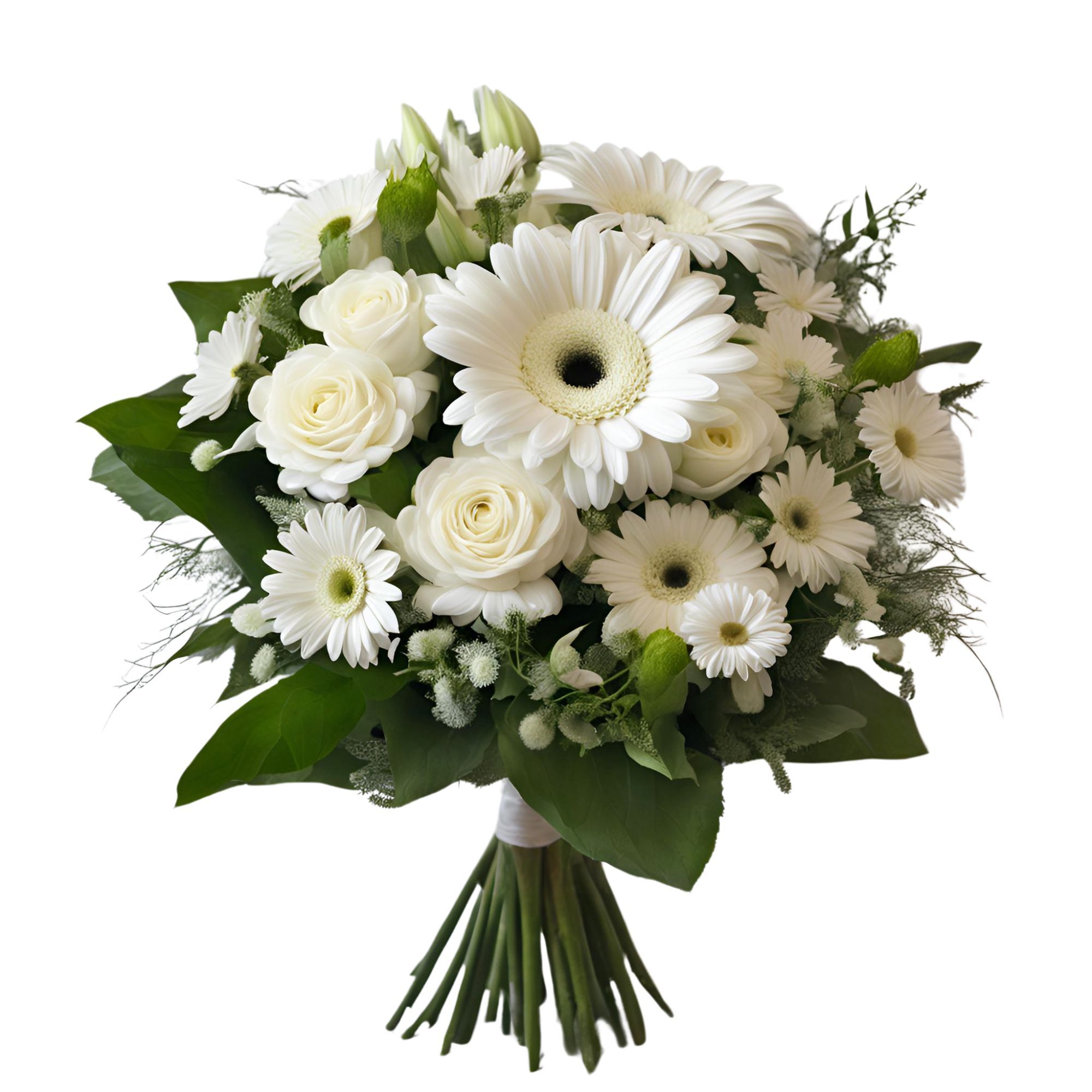 Respetuosa Armonía Floral en Blanco y Neblina